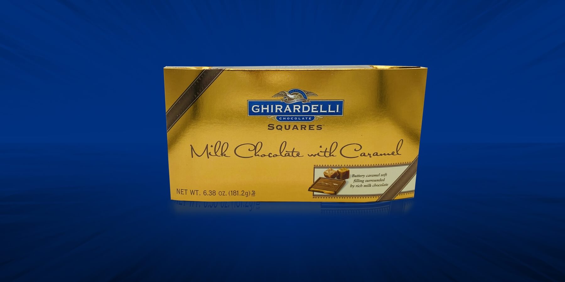 Spectrum Packaging Ghirardelli 3D Packaging on Blue Background