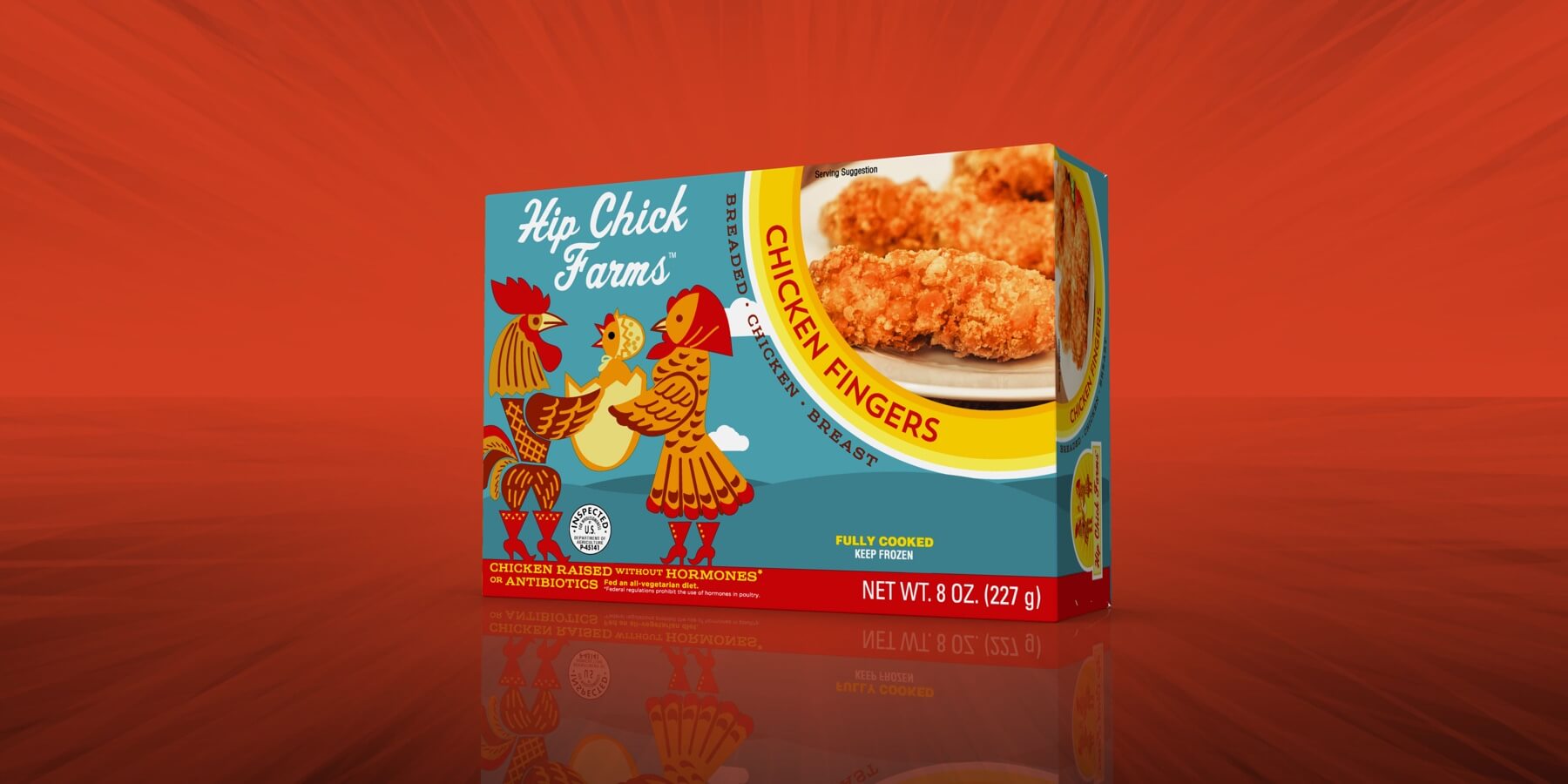 Spectrum Packaging Hip Chick 3D Packaging on Red Background